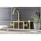 Kingston Brass KS2337RX Industrial Style Bridge Kitchen Faucet with Brass Sprayer, Brushed Brass KS2337RX - alternate 2